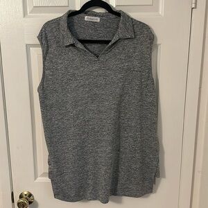 Grey women’s plus golf tank with collar